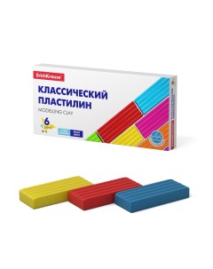 Классический пластилин Basic 6 цветов 96г коробка Erich krause