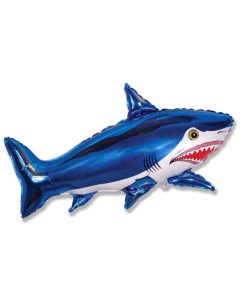 Шар фольгированный 30 Акула большая цвет синий Flexmetal