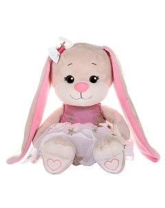 Мягкая игрушка Зайка Lin в бело розовом плате со звездочками 20 см Jack&lin