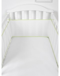Бортик сетка защитный в кроватку для новорожденных 180х30 см белый салатовый Baby nice