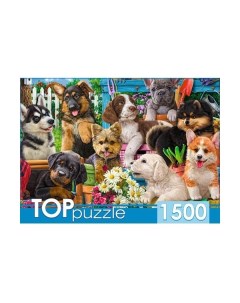 Пазлы Компания щенков в саду 1500 элементов Toppuzzle