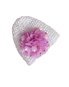 Шапка для девочек с фиолетовым цветком цв фиолетовый р 38 Valexa
