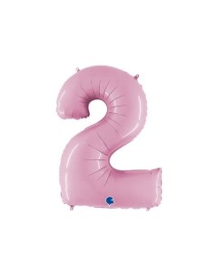 Воздушный шар Цифра 2 пастельный розовый 102 см Grabo