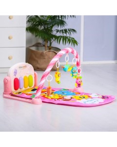Развивающий коврик Жирафик с пианино розовый Hi nuo xing toys