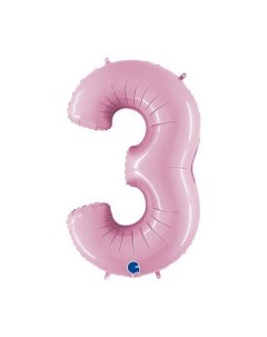 Воздушный шар Цифра 3 фольгированный 101 см пастельно розовый Grabo