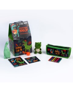 Milo toys Подарочный набор школьника с мягкой игрушкой Динозавр 7 предметов Milotoys