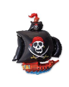 Шар фигура Корабль пиратский черный Flex metall sl