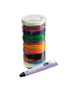 Комплект в тубусе 3Д ручка с дисплеем фиолетовая пластик ABS 15 цв 10 м трафареты Nobrand