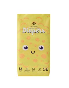 Подгузники для детей Premium baby Diapers M 6 11 кг 56 шт Supergreen