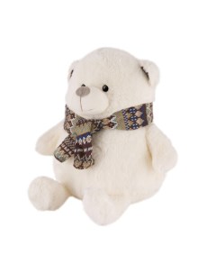 Мягкая игрушка Мишка Сноу с шарфом цвет белый 23 см Maxitoys