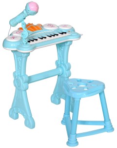 Детское пианино с микрофоном и стульчиком голубое HS0356831 Everflo