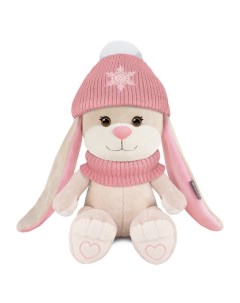 Jack Lin Мягкая игрушка Зайка в розовом шарфе и шапочке со снежинкой 20 см Maxitoys