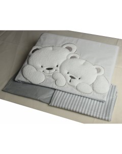 Комплект постельного белья Sweet Bears серый полоска 3 предмета Lepre