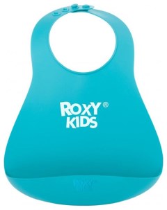 Нагрудник мягкий для кормления Roxy Kids с кармашком и застежкой мятный Roxy kids