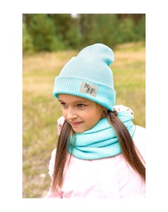 Комплект шапка снуд для девочек цв голубой р р 50 54 Nikastyle