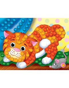 Мозаика из помпонов Котенок А5 Рыжий кот