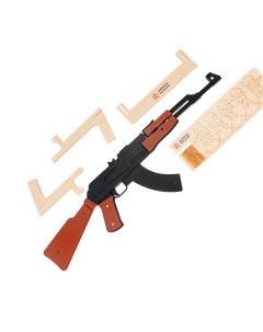 Резинкострел игрушечный из дерева Автомат АК 47 AR P013 Армия россии
