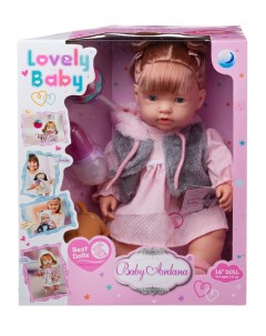 Пупс кукла Baby Ardana в платье и меховой жилетке в наборе с аксессуарами 40см WJ C0021 Jiangsu holly everlasting inc.