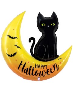 Шар фольгированный 41 104 см Фигура Черная кошка на Хэллоуин 1 шт 25139 Grabo