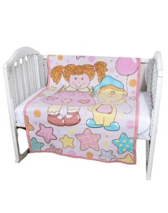 Одеяло детское для новорожденных Девочка и мишка байковое 100 140 см розовый Baby nice