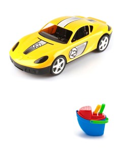 Набор развивающий Автомобиль желтый Песочный набор Пароходик Karolina toys