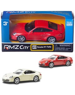 Машинка металлическая RMZ City 1 43 Porsche 911 Turbo 2 цвета красный белый Uni fortune
