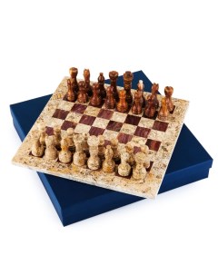 Шахматы из камня Карфаген яшма и ракушечник 30 см ON W008 Pakshah