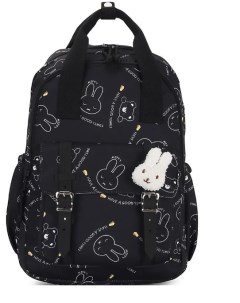 Рюкзак для подростков в школу черный с принтом зайчик 14 л формат А4 Sityman
