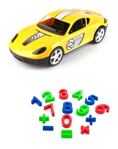 Набор развивающий Автомобиль желтый Песочный набор Арифметика Karolina toys
