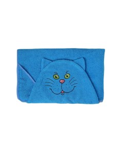 Полотенце накидка махровое Котик размер 75 125 см цвет голубой хлопок 300 г м Гранд-стиль