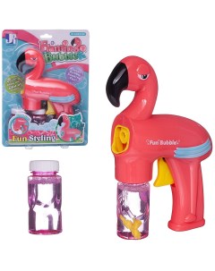 Мыльные пузыри Junfa Пистолет Фламинго розовый с 2 банками мыльного раствора Junfa toys