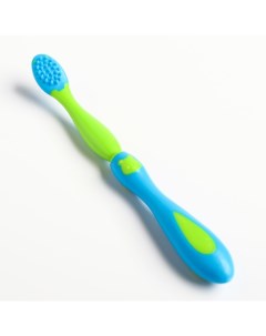 Детская зубная щетка массажер с силиконовыми щетинками от 6 мес цвет зеленый голубой Крошка я