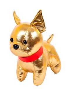Мягкая игрушка Металлик Собака французский бульдог золотистый 15 см Junfa toys