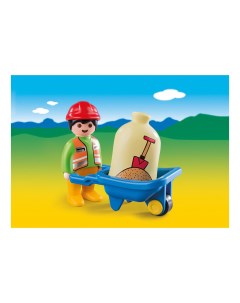 Игровой набор 1 2 3 строитель с тачкой Playmobil