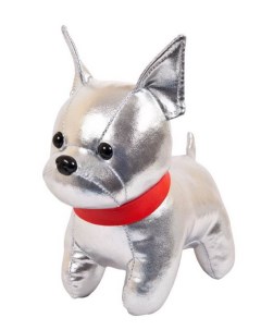 Мягкая игрушка Металлик Собака французский бульдог серебристый 15 см Junfa toys