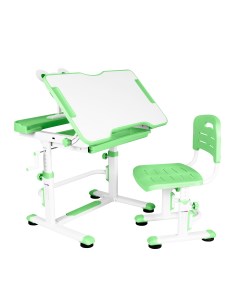 Комплект Litra детская парта стул выдвижной ящик и подставка белый зеленый Anatomica