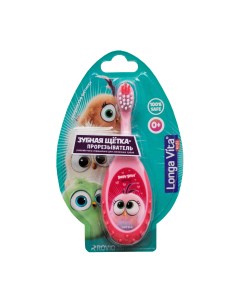 Зубная щетка прорезыватель Angry Birds Hatchlings детская 0 розовая Лонга вита
