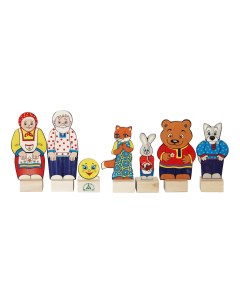 Деревянная игрушка для малышей Персонажи сказки Колобок Краснокамская игрушка