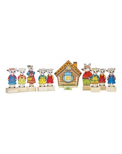Деревянная игрушка для малышей Персонажи сказки Волк и семеро козлят Краснокамская игрушка