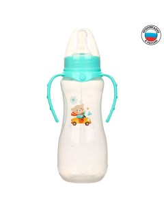 Бутылочка для кормления Мишутка детская приталенная с ручками 250 мл от 0 мес цвет Mum&baby