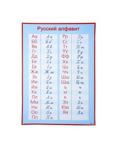 Плакат обучающий Русский алфавит прописные и печатные буквы А2 Мир открыток