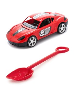 Песочный набор Детский автомобиль Молния красныйЛопатка 50 см красный Karolina toys