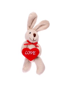 Мягкая игрушка Кролик с сердцем на брелоке цвета МИКС Nobrand