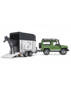 Внедорожник Land Rover Defender с прицепом и лошадью Bruder