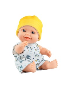 Кукла пупс Гийо в комбинезоне и желтой шапочке 22 см Paola reina