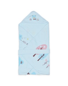 Одеяло конверт Мишка с воздушными шариками летнее голубое 90х90 см Baby fox