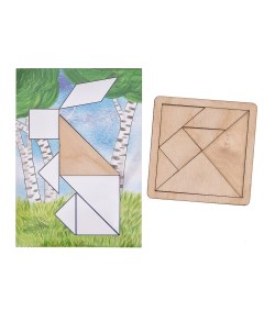 Развивающее пособие из дерева Танграм с набором карточек Кроха Smile decor