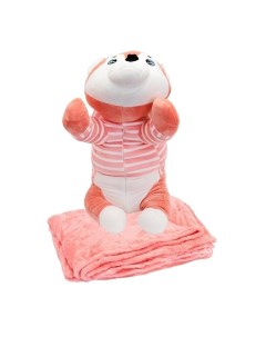 Мягкая игрушка Подушка с пледом 3 в 1 Хаски розовый 60 см Sun toys