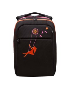 Рюкзак школьный для девочки RD 344 2 1 черный оранжевый Grizzly