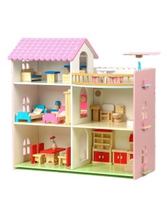 Дом деревянный для кукол 41x8x50 см с мебелью 4513344 Nobrand